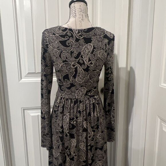 Ecote Paisley Black/gold V Neck Floral Boho Cottagecore Festival Prairie Size S - Picture 7 of 9